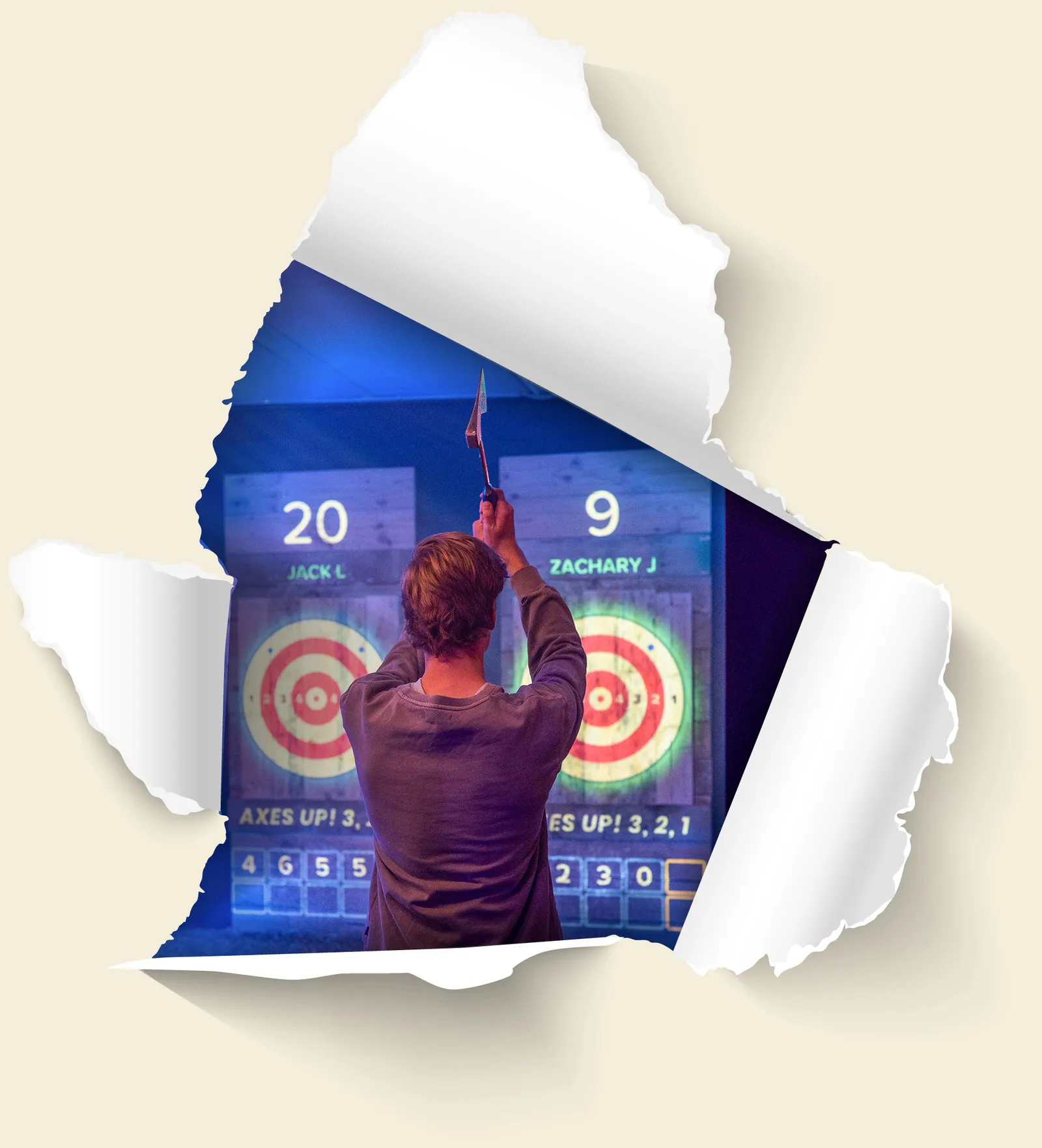 Axxe team member in a branded hoodie coaching a throw