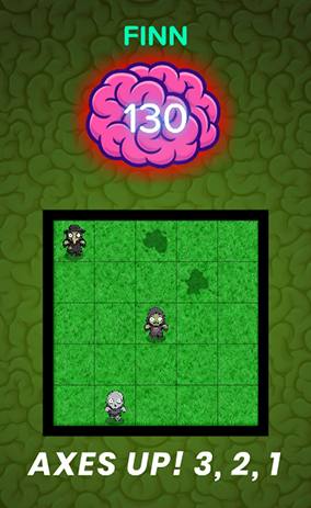 Zombie Rush game with zombies on a green grid