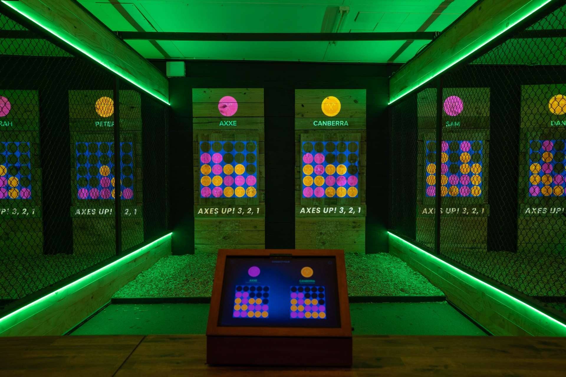 Grid of pink and yellow counters on a digital target